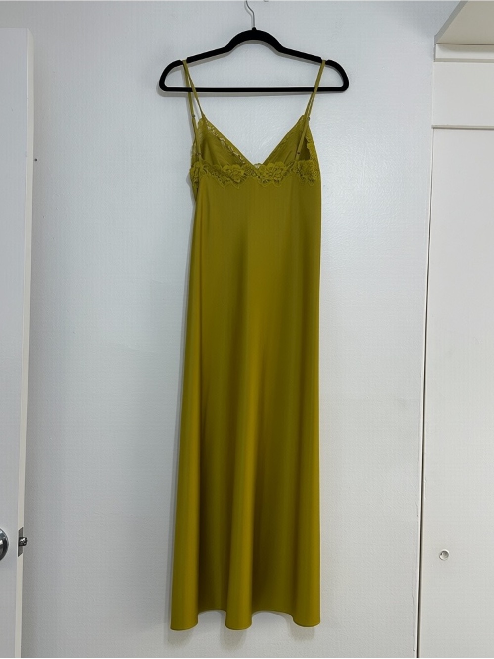 NEW House of CB Salma Olive Green Lace Trim Satin Corset Slip Dress, Medium - Picture 9 of 13